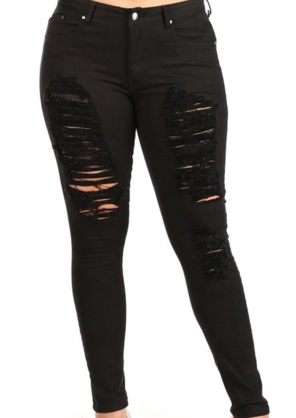 Black Plus Size Ripped Jeans - Simply Divine by Nicole