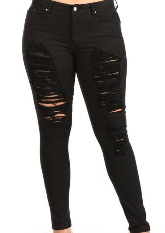Black Plus Size Ripped Jeans - Simply Divine by Nicole