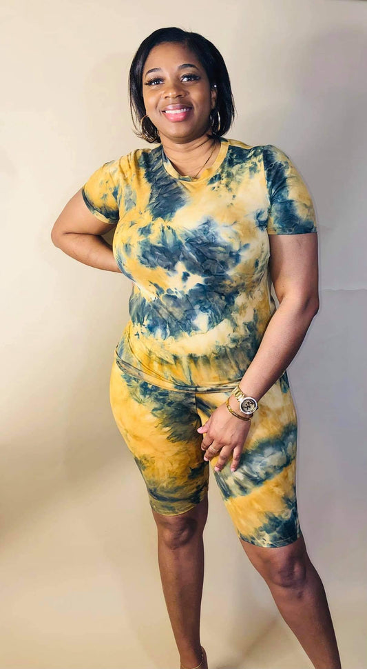 Camel Tie Dye Biker Set - Simply Divine by Nicole