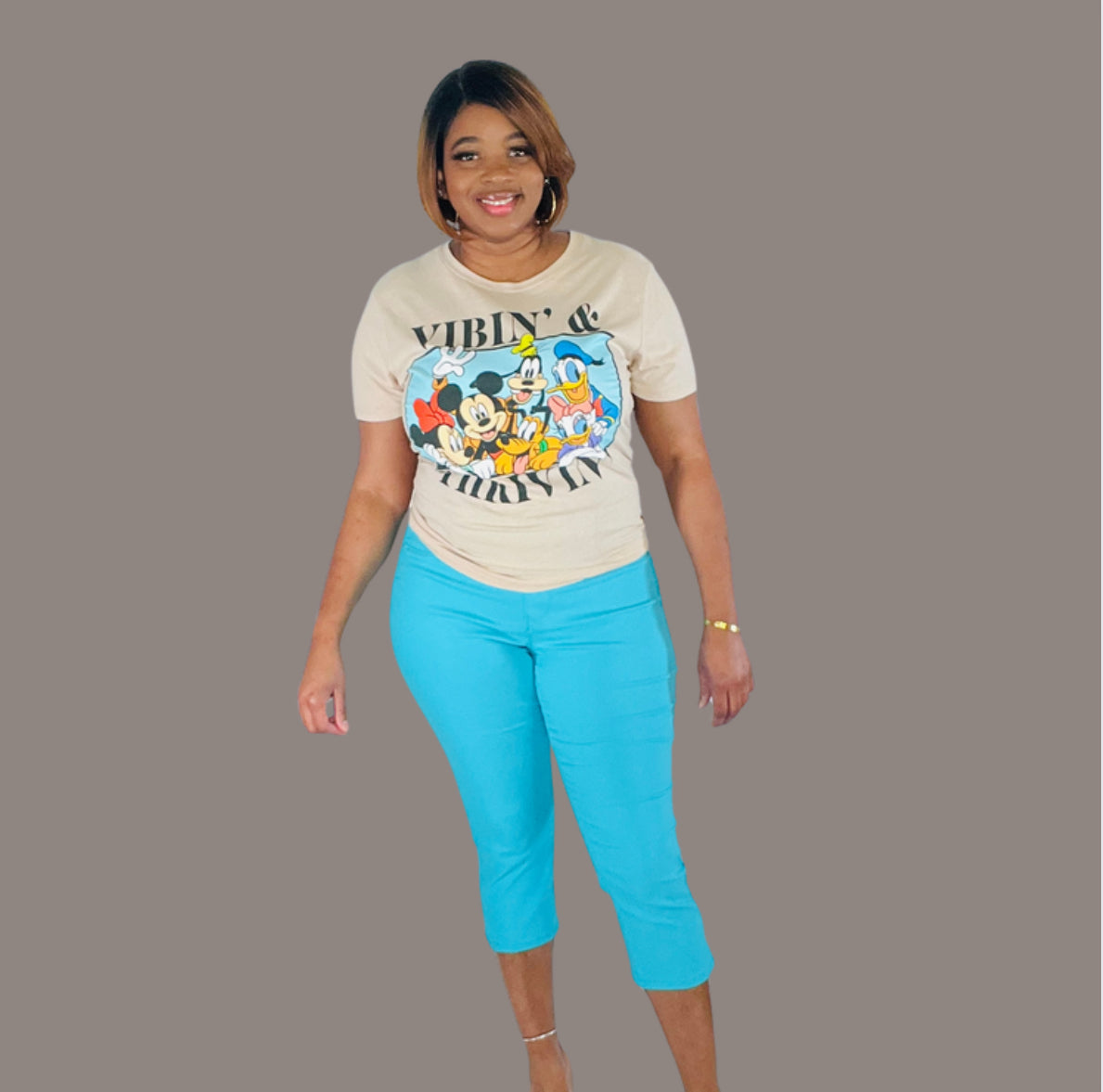 Plus Size Aqua Capris