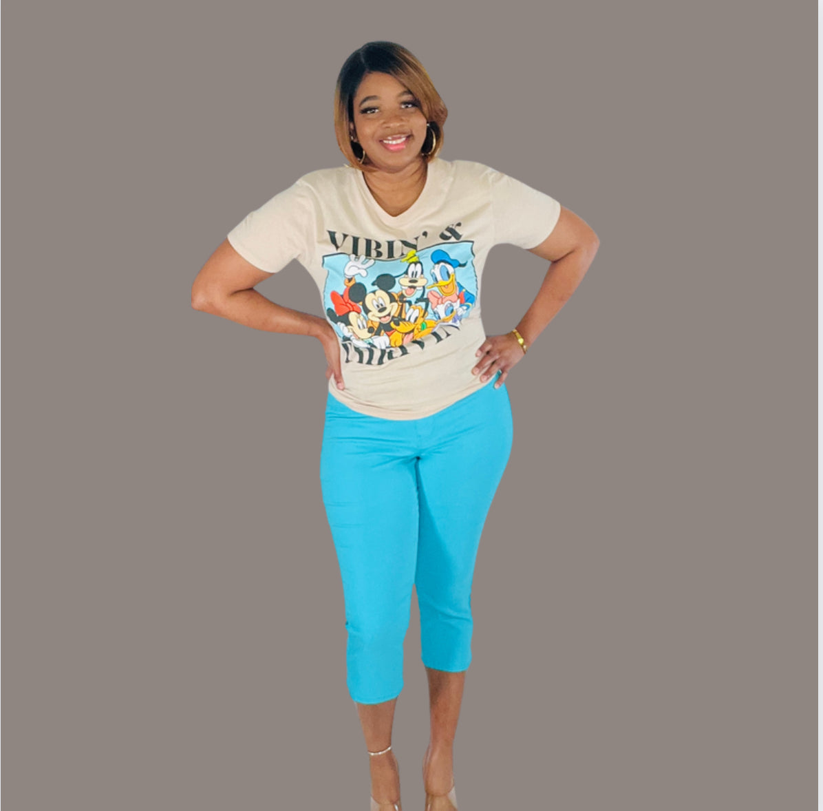 Plus Size Aqua Capris