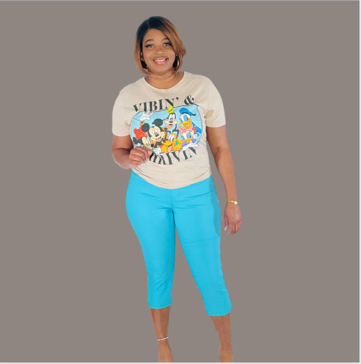 Plus Size Aqua Capris