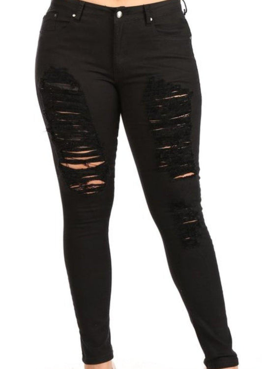 Black Plus Size Ripped Jeans - Simply Divine by Nicole 