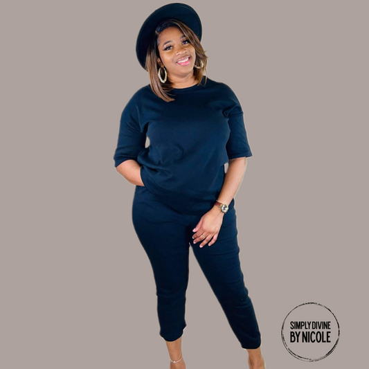 Plus Size Black Luxe Jogger Set