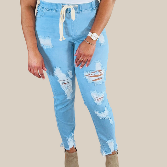 Plus Size Mid Rise Skinny Denim Joggers