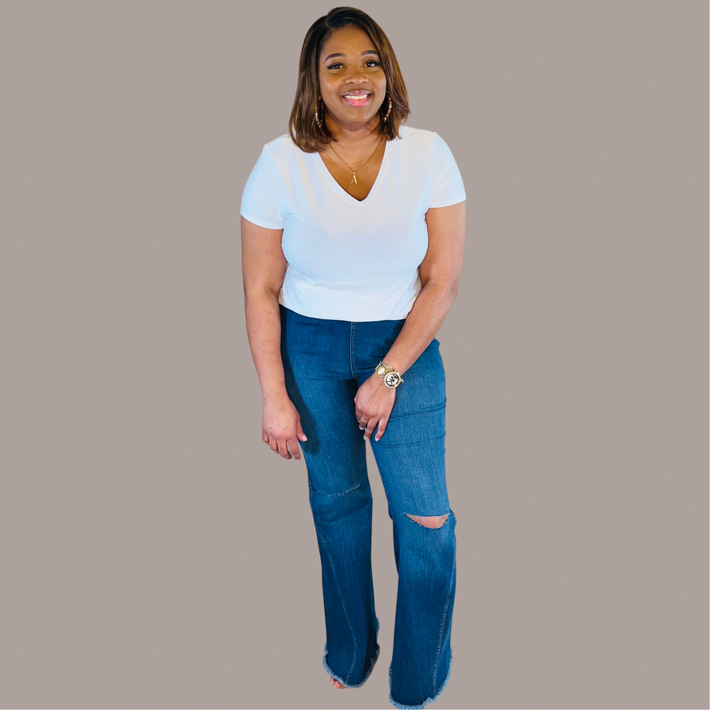 Plus Size High Rise Flare Denim Jeans