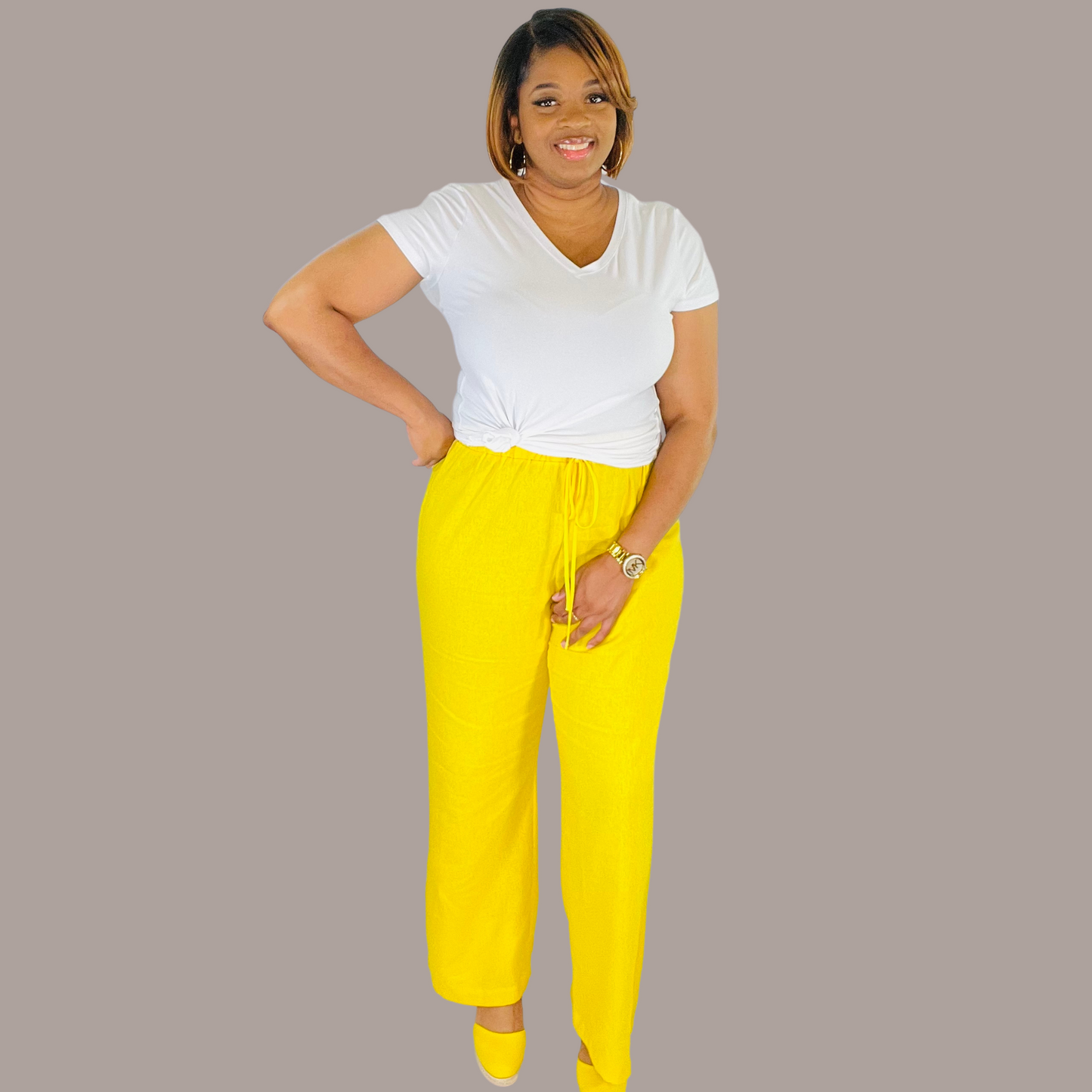 Plus Size Wide Leg Linen Pants