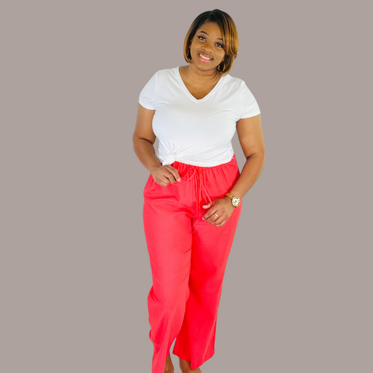 Plus Size Wide Leg Linen Pants