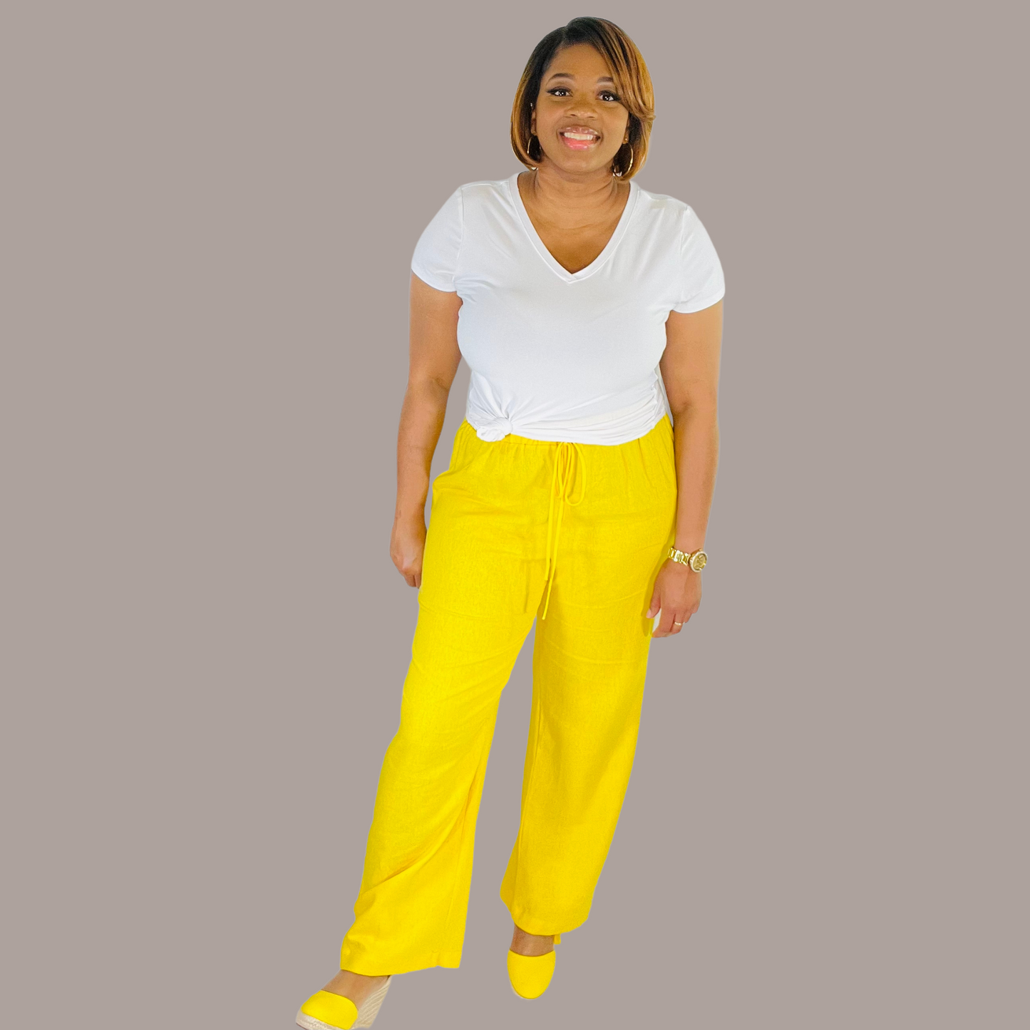 Plus Size Wide Leg Linen Pants