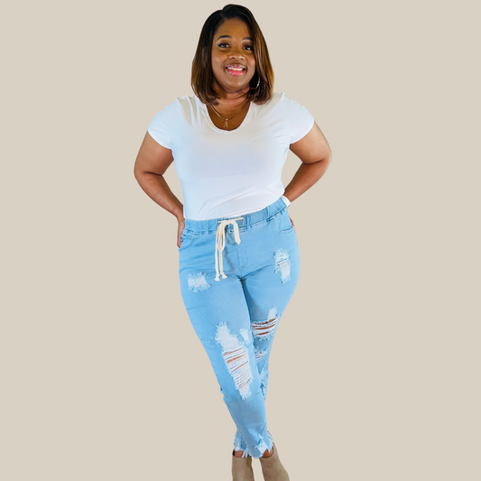 Plus Size Mid Rise Skinny Denim Joggers