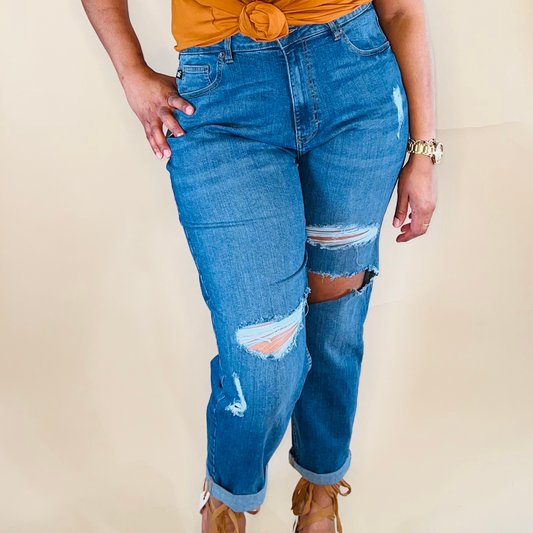 Plus Size High Rise Mom Denim Jeans