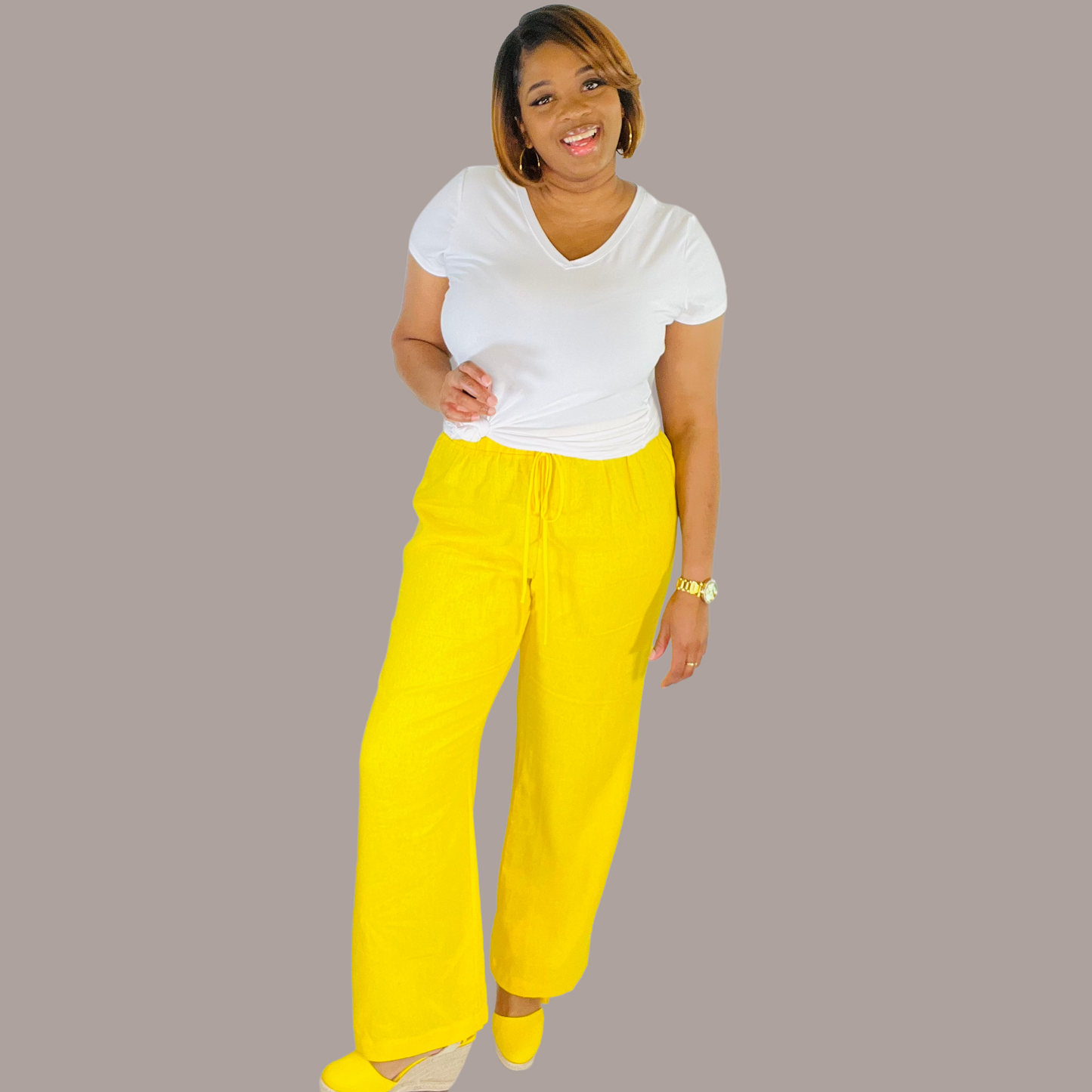 Plus Size Wide Leg Linen Pants